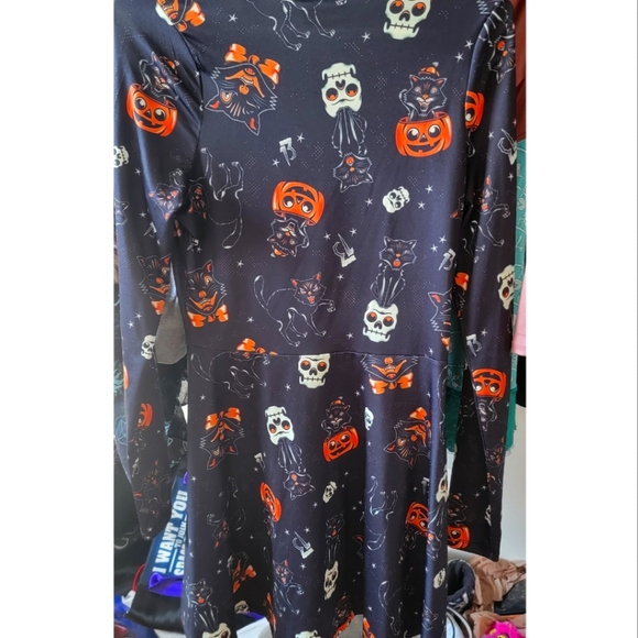 Size medium Sour Puss Halloween skater dress. - Picture 3 of 3